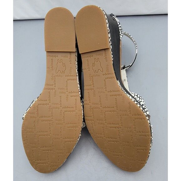 Libby Edelman White Snake Print Wedge Sandals 8M Open Toe Strappy Zip Back EUC - Picture 13 of 15